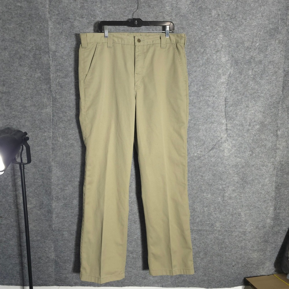 Carhartt Blended Twill Pant Mens 38x34 Khaki Workwear Straight Leg B290 KHI